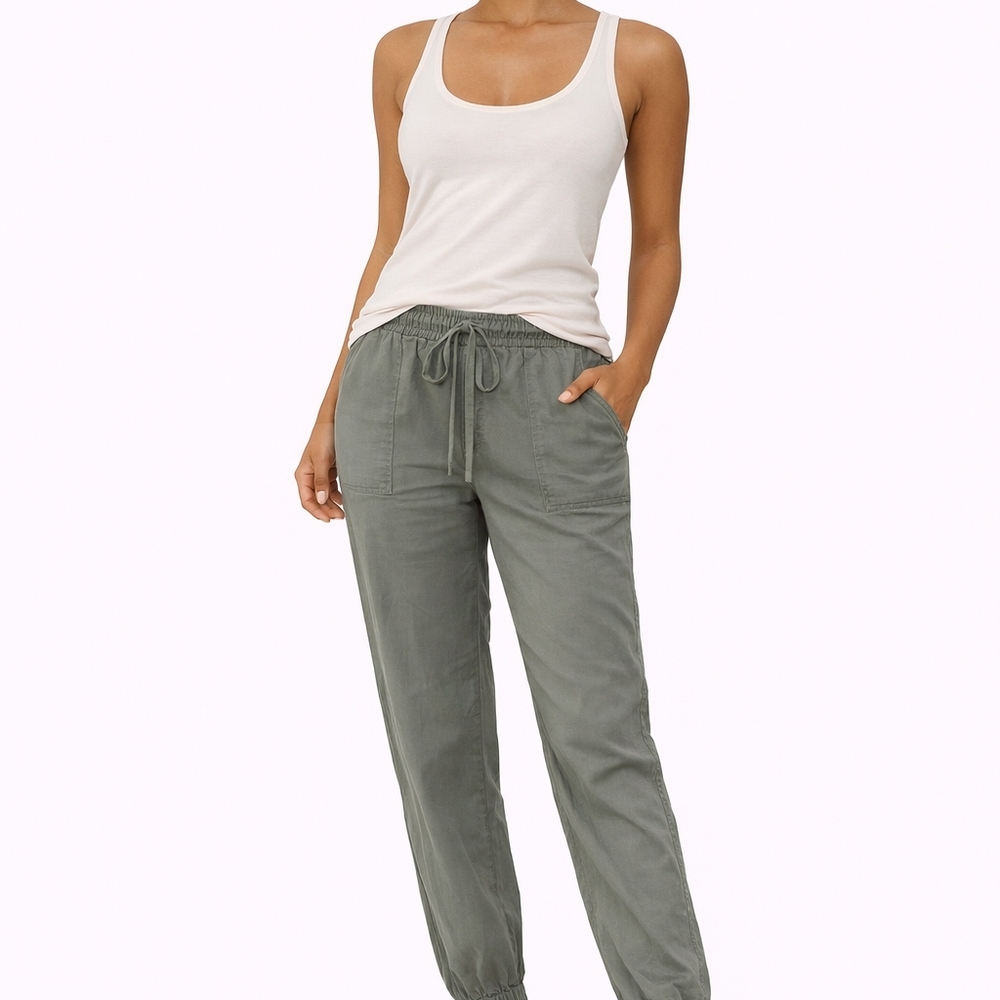 A New Day Olive Green Jogger Pants | Size Small | Elastic Waist Casual Pants